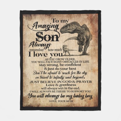 Personalized Letter To My Amazing Son Fleece Blanket