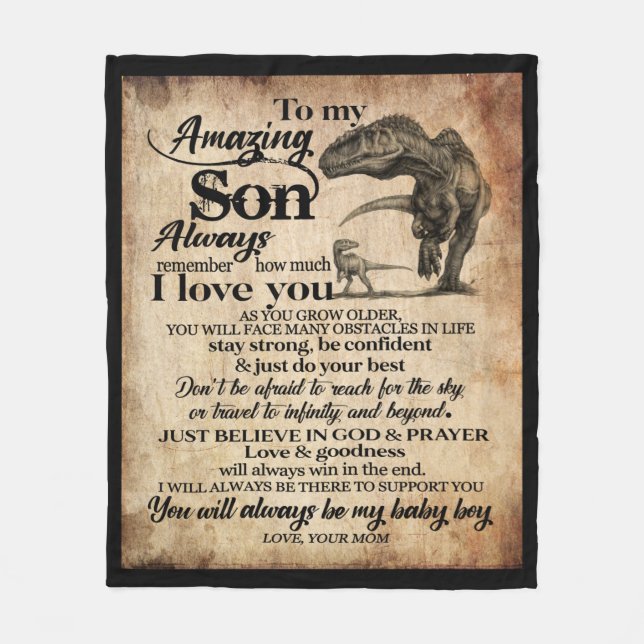 Personalized Letter To My Amazing Son Fleece Blanket (Front)
