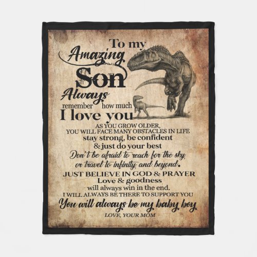 Personalized Letter To My Amazing Son Fleece Blanket