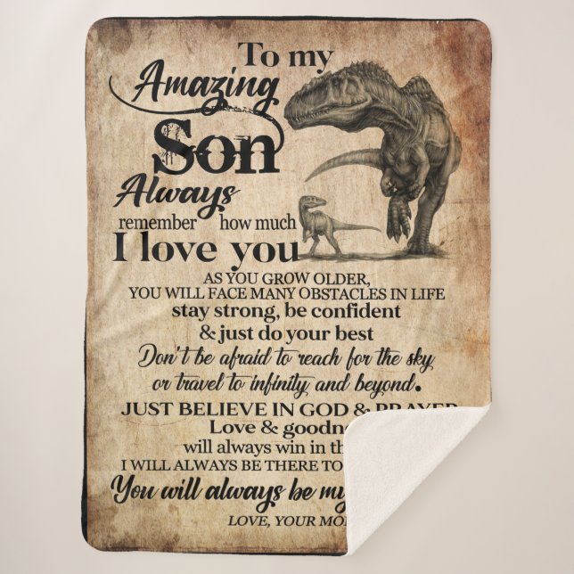 Personalized Letter To My Amazing Son Sherpa Blanket (Front)