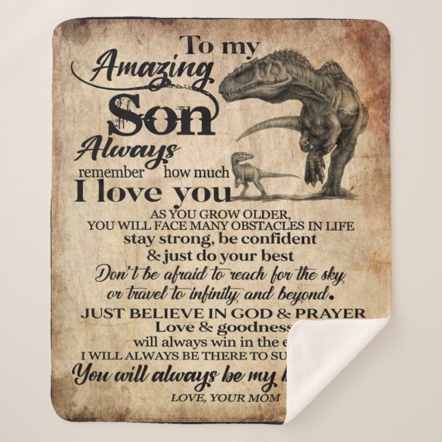 Personalized Letter To My Amazing Son Sherpa Blanket (Front)