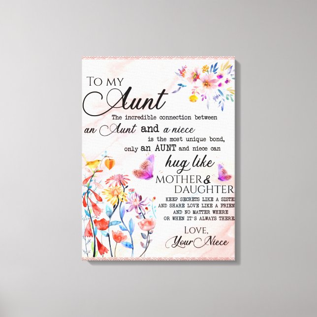 Personalized Letter To My Aunt Canvas Print (Front)