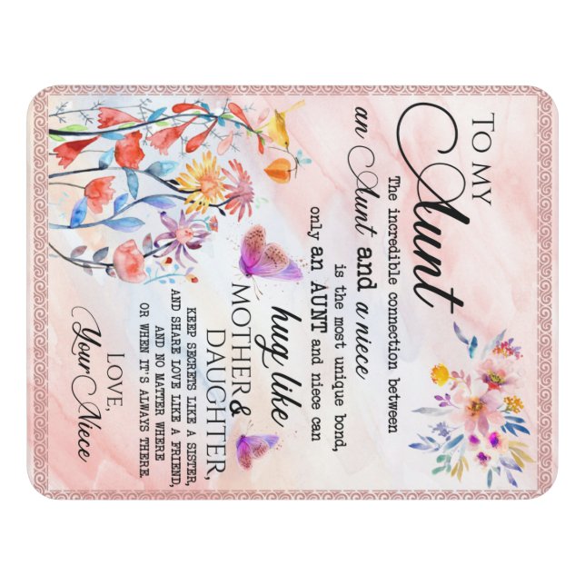 Personalized Letter To My Aunt Door Sign (Contemporary Front)