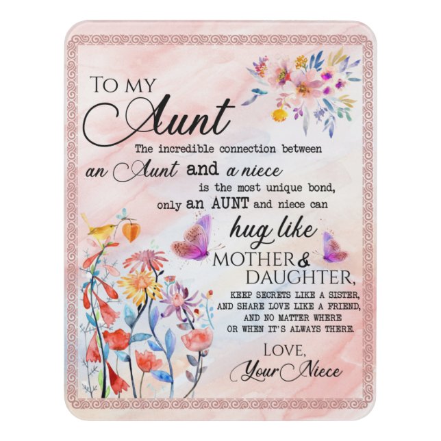 Personalized Letter To My Aunt Door Sign (Contemporary Vert)