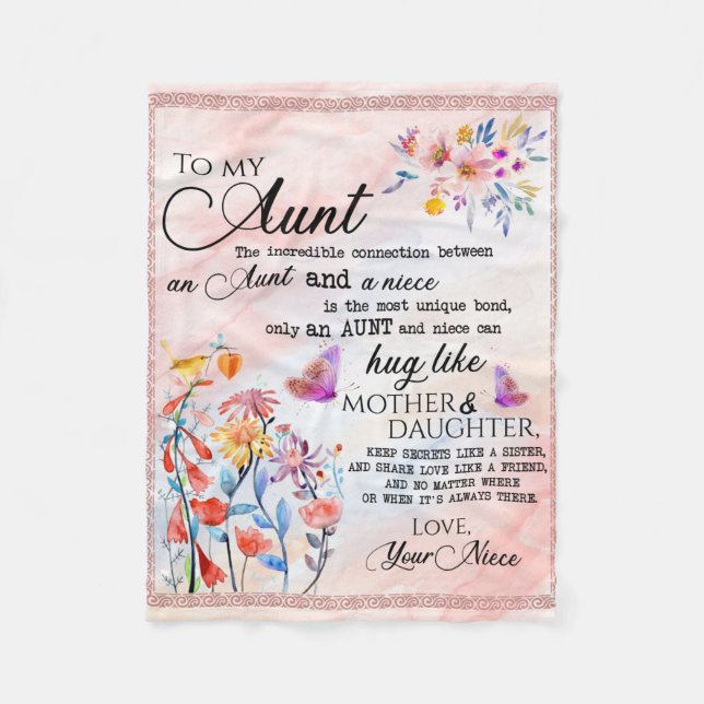 Personalized Letter To My Aunt Fleece Blanket (Front)