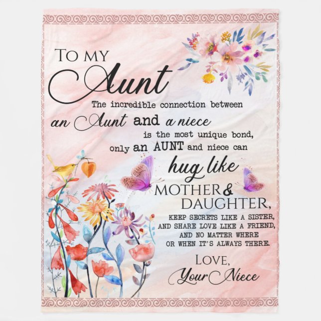 Personalized Letter To My Aunt Fleece Blanket (Front)