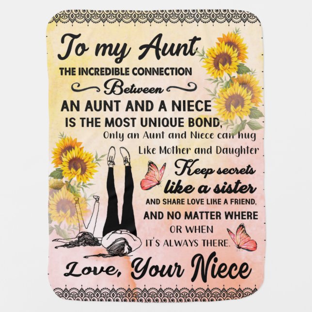Personalized Letter To My Aunt Love From Niece Baby Blanket (Front)