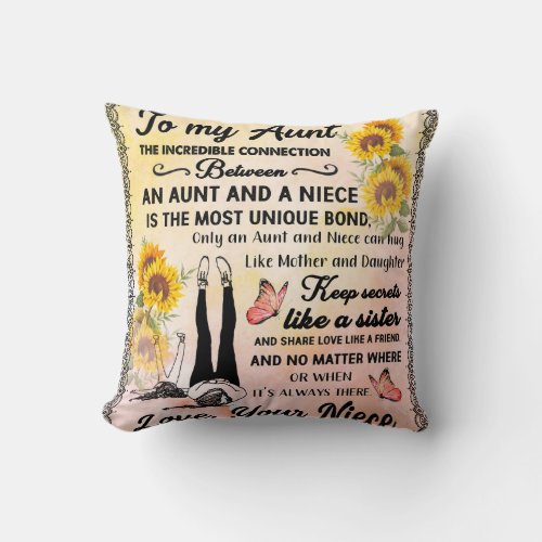 Personalized Letter To My Aunt Love From Niece Throw Pillow