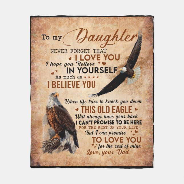 Personalized Letter To My Daughter From Dad Fleece Blanket (Front)