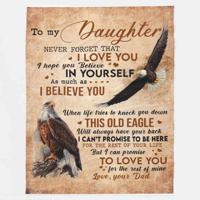 Personalized Letter To My Daughter From Dad Fleece Blanket (Front)