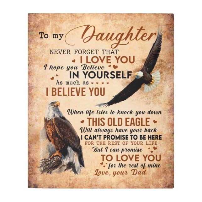 Personalized Letter To My Daughter From Dad, Metal Print (Front)