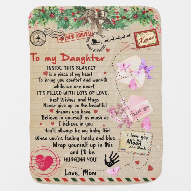 Personalized Letter To My Daughter From Mom Baby Blanket (Front)