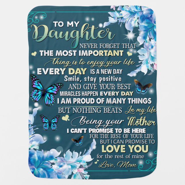 Personalized Letter To My Daughter From Mom, Baby Blanket (Front)