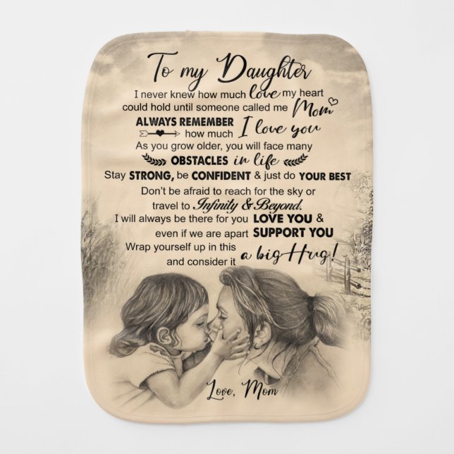 Personalized Letter To My Daughter From Mom Baby Burp Cloth (Front)