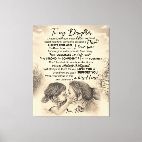 Personalized Letter To My Daughter From Mom Canvas Print