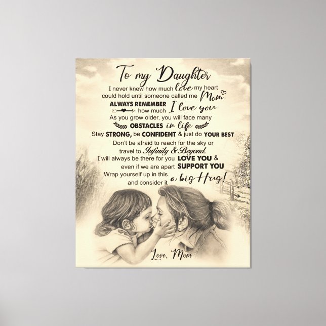 Personalized Letter To My Daughter From Mom Canvas Print (Front)
