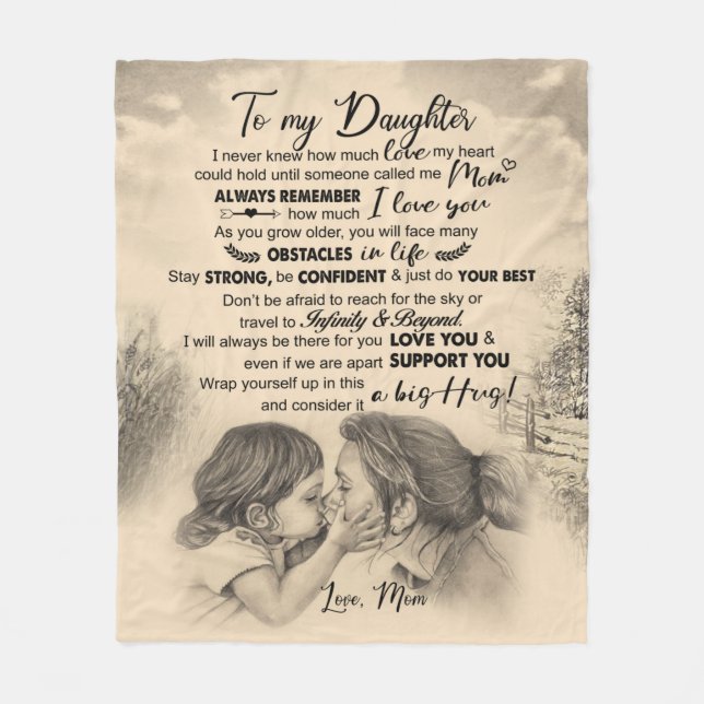 Personalized Letter To My Daughter From Mom Fleece Blanket (Front)