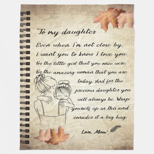 Personalized Letter To My Daughter From Mom, Fleece Blanket (Front)