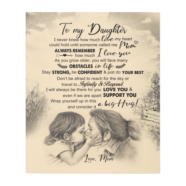 Personalized Letter To My Daughter From Mom Metal Print (Front)