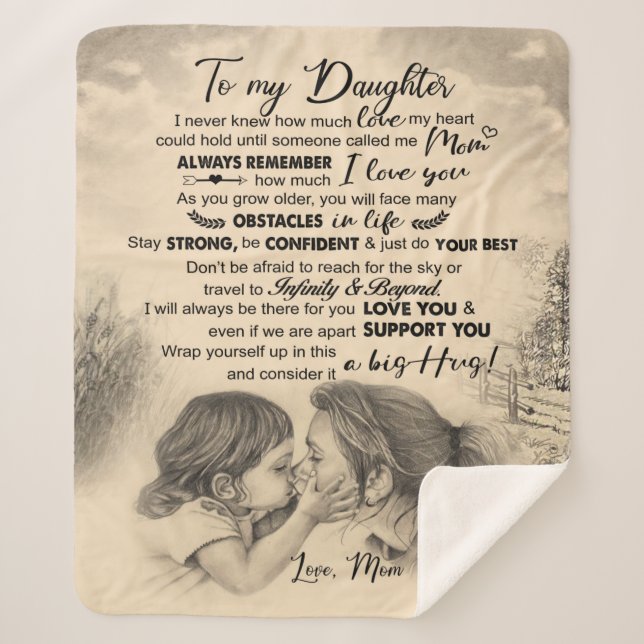 Personalized Letter To My Daughter From Mom Sherpa Blanket (Front)