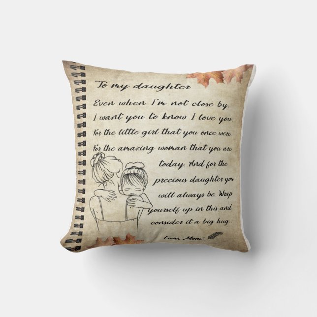 Personalized Letter To My Daughter From Mom Throw Pillow (Front)