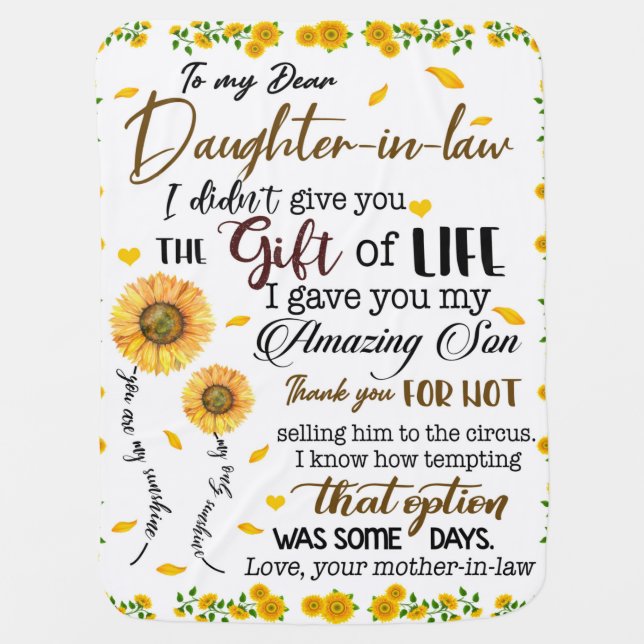 Personalized Letter To My Daughter In Law Baby Blanket (Front)