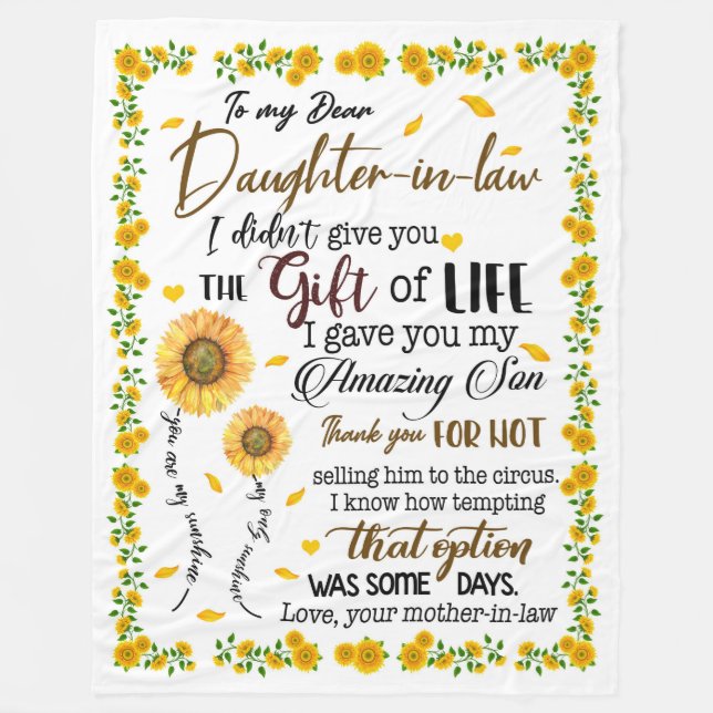 Personalized Letter To My Daughter In Law, Fleece Blanket (Front)