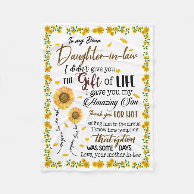 Personalized Letter To My Daughter In Law Fleece Blanket (Front)