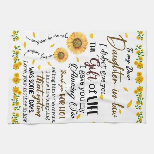 Personalized Letter To My Daughter In Law Kitchen Towel
