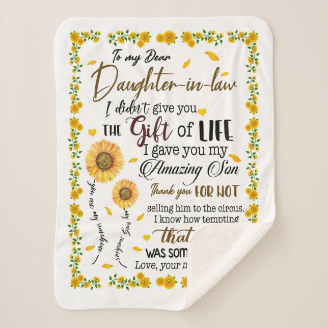 Personalized Letter To My Daughter In Law, Sherpa Blanket (Front)