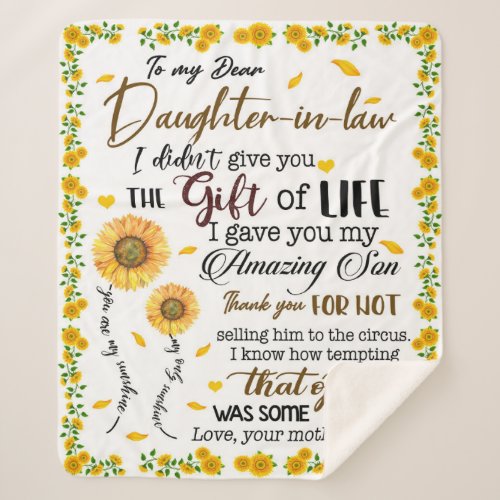 Personalized Letter To My Daughter In Law Sherpa Blanket