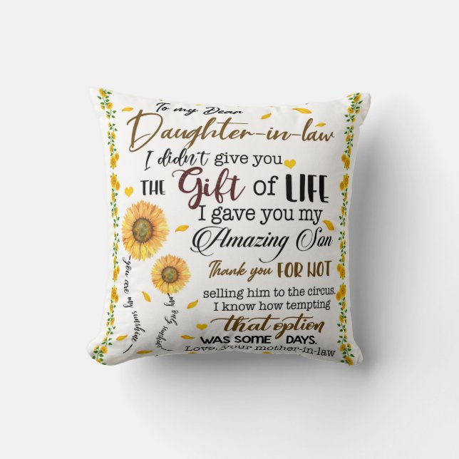 Personalized Letter To My Daughter In Law Throw Pillow (Front)