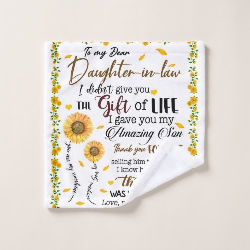 Personalized Letter To My Daughter In Law Wash Cloth
