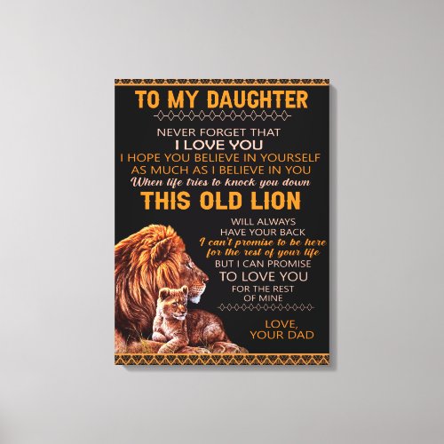 Personalized Letter To My Daughter Love From Dad B Canvas Print