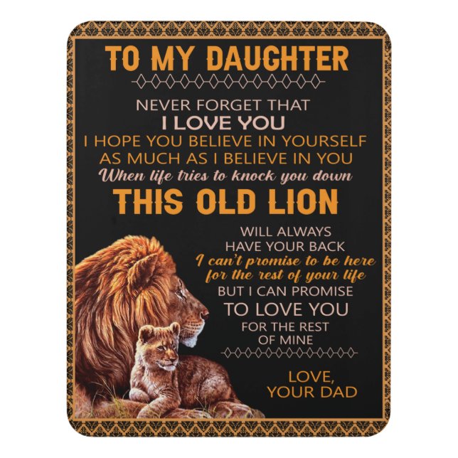 Personalized Letter To My Daughter Love From Dad B Door Sign (Contemporary Vert)