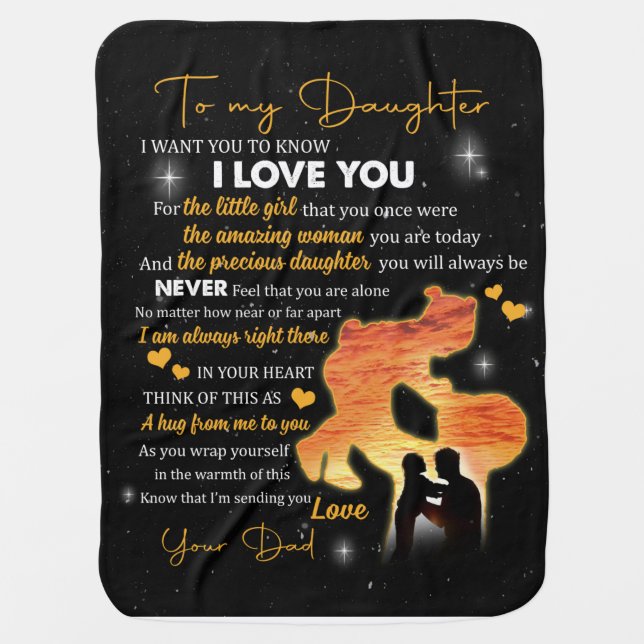 Personalized Letter To My Daughter Love From Dad Baby Blanket (Front)