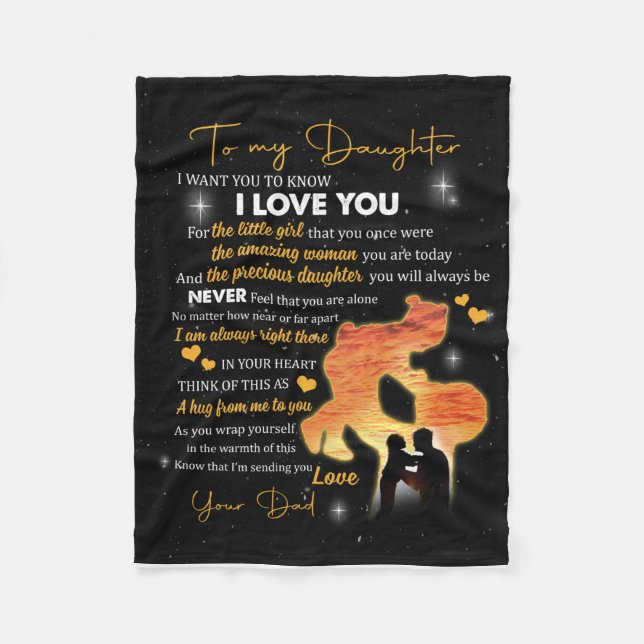 Personalized Letter To My Daughter Love From Dad Fleece Blanket (Front)