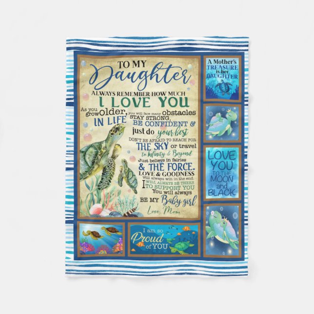 Personalized Letter To My Daughter Love From Mom Fleece Blanket (Front)