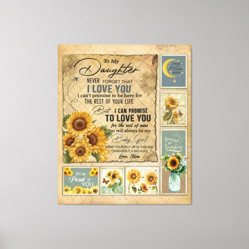 Personalized Letter To My Daughter Vintage Canvas Print
