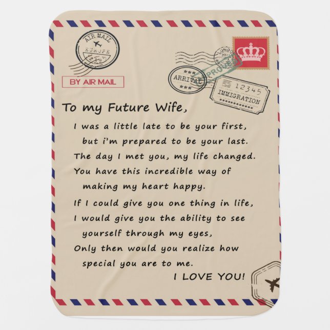 Personalized  Letter To My Future Wife Baby Blanket (Front)
