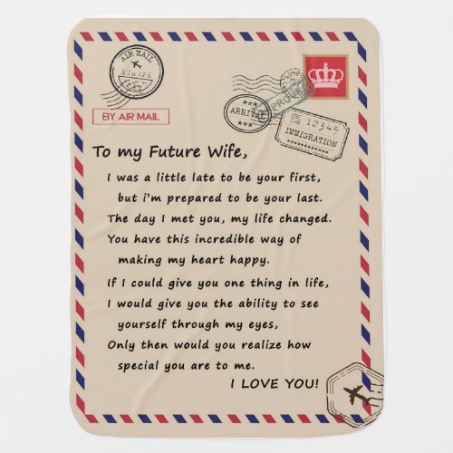 Personalized  Letter To My Future Wife Baby Blanket