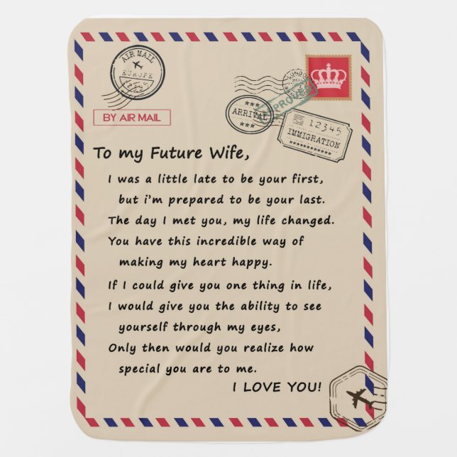 Personalized  Letter To My Future Wife Baby Blanket (Front)