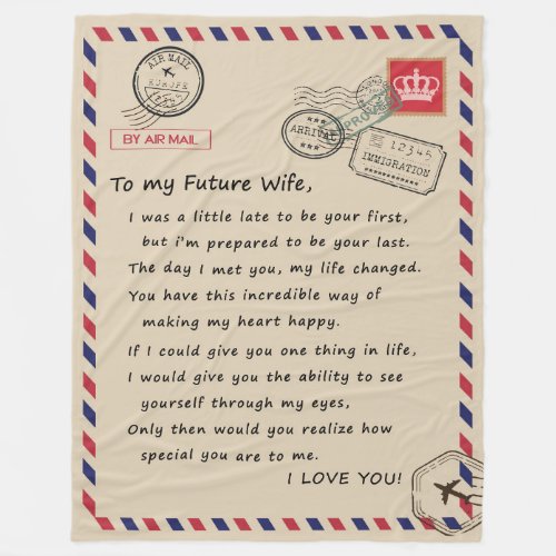 Personalized  Letter To My Future Wife Fleece Blanket