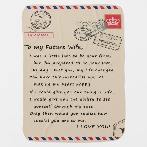 Personalized Letter To My Future Wife From Husband Baby Blanket
