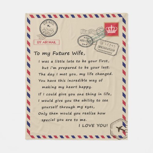 Personalized Letter To My Future Wife From Husband Fleece Blanket