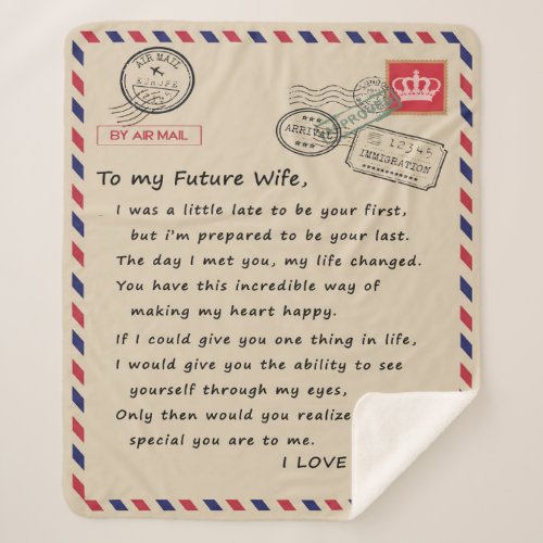 Personalized Letter To My Future Wife From Husband Sherpa Blanket