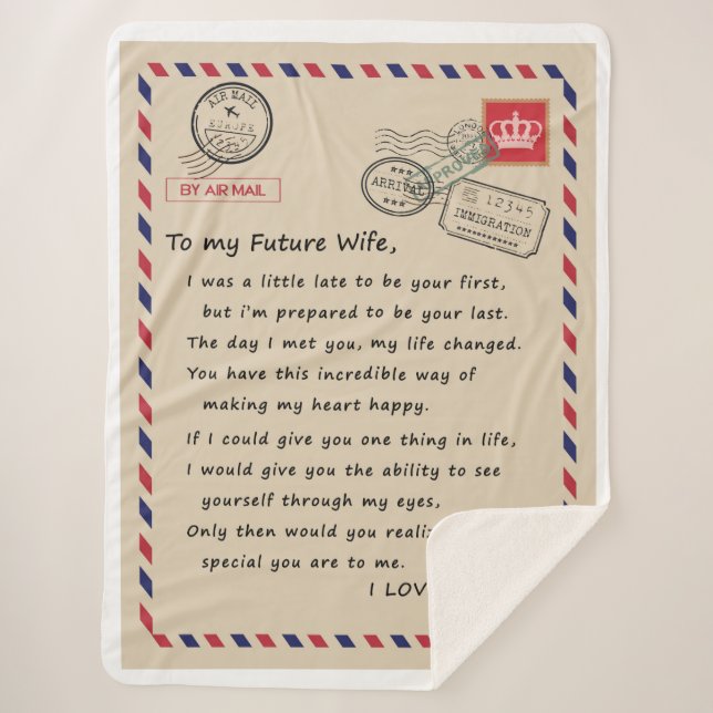 Personalized  Letter To My Future Wife Sherpa Blanket (Front)