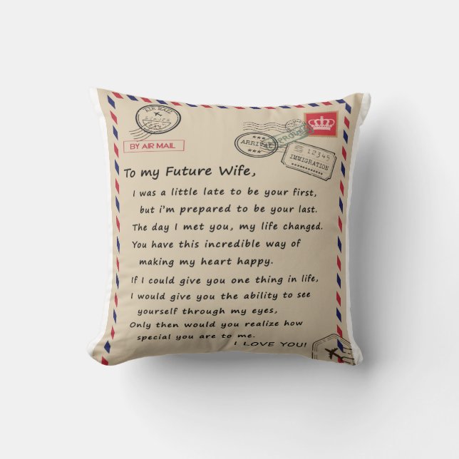Personalized  Letter To My Future Wife Throw Pillow (Front)