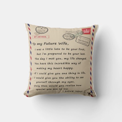 Personalized  Letter To My Future Wife Throw Pillow
