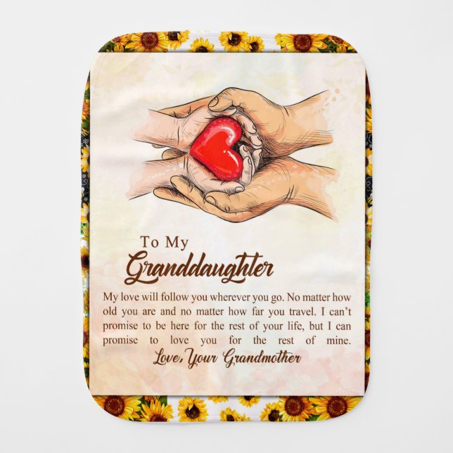 Personalized Letter To My Granddaughter, Baby Burp Cloth (Front)